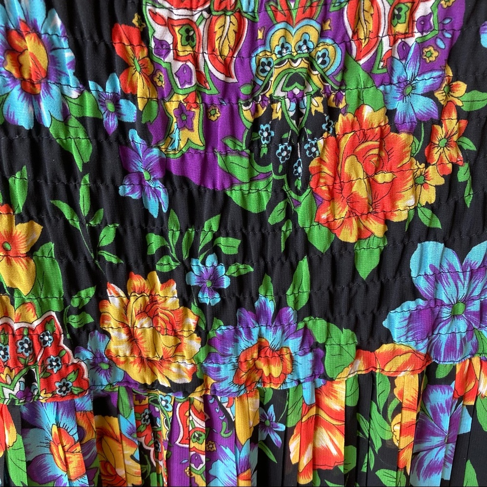 DIANE FREIS Vintage 80s colorful floral beaded dress - Picture 8 of 11